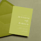 Simple Citrus Green Minimalist All in One Wedding 招待状
