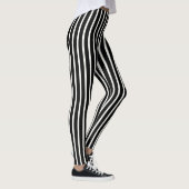  Simple Classic Black and White Vertical Striped レギンス (右)