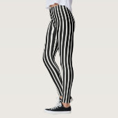  Simple Classic Black and White Vertical Striped レギンス (左)