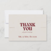 Simple classic Burgundy wedding thank you cards サンキューカード (正面)