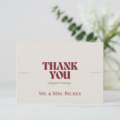 Simple classic Burgundy wedding thank you cards サンキューカード (スタンド正面)