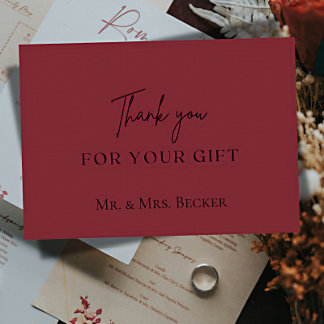 Simple classic Burgundy wedding thank you cards サンキューカード