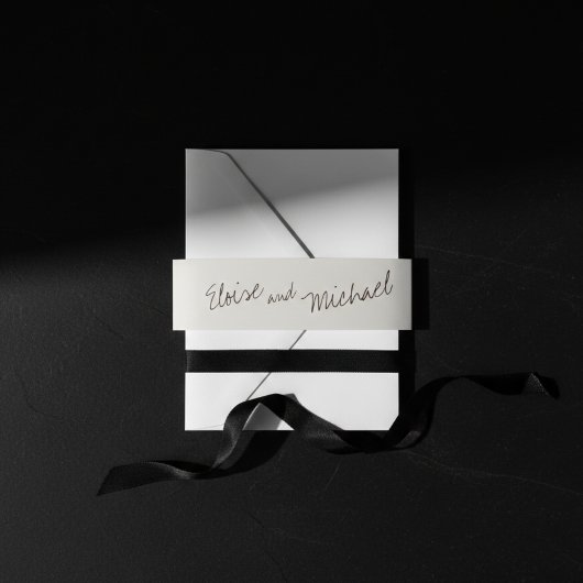 Simple Classic Couple Names Wedding Accent Wrap 招待状ベリーバンド