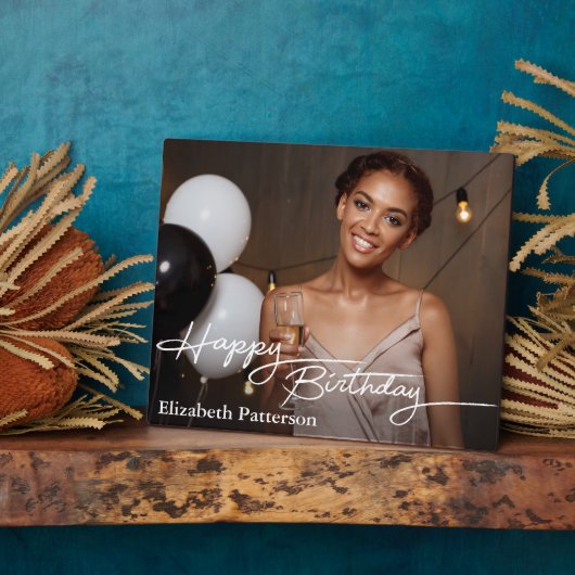 Simple Classic Happy Birthday Photo フォトプラーク (側面)