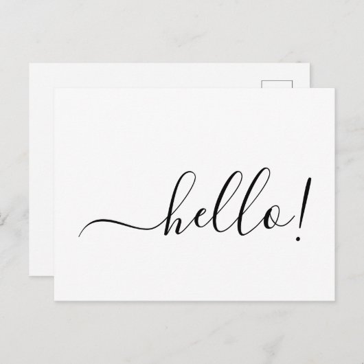 Simple Classic Hello Postcard with Clean White Des ポストカード (正面/裏面)