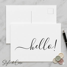 Simple Classic Hello Postcard with Clean White Des ポストカード