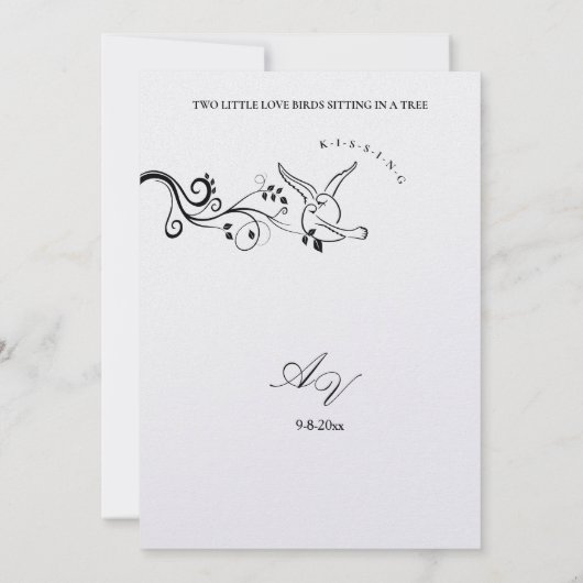 Simple Classic Love Birds Save the date Invitation 招待状 (裏面)