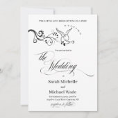Simple Classic love birds Wedding Invitation 招待状 (正面)