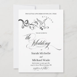 Simple Classic love birds Wedding Invitation 招待状