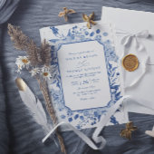 Simple Classic Love Script Rose QR Code Wedding 招待状