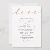 Simple Classic Love Script Rose QR Code Wedding 招待状 (正面)