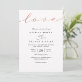 Simple Classic Love Script Rose QR Code Wedding 招待状 (スタンド正面)