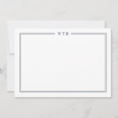 Simple Classic Navy Blue 3-Initial Monogram ノートカード (正面)