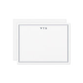 Simple Classic Navy Blue Bordered Monogram ノートカード (正面/裏面インサイチュ)