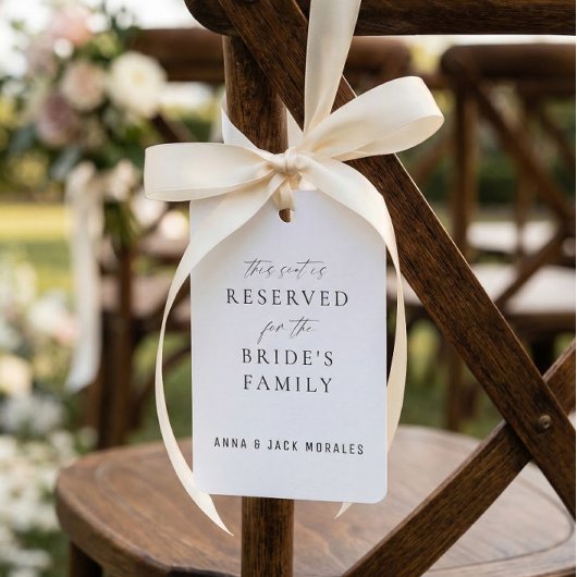 Simple Classic Neutral Reserved Wedding Name Tag 招待状