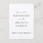 Simple Classic Neutral Reserved Wedding Name Tag 招待状 (正面)