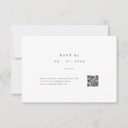 Simple Classic QR Code Wedding RSVP Card (正面)