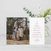 Simple classic red Christmas tree type photo シーズンカード (スタンド正面)