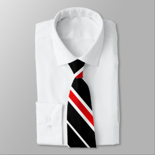 Simple Classic Red White and Black Diagonal Stripe ネクタイ