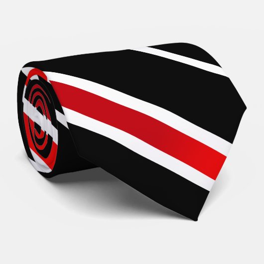 Simple Classic Red White and Black Diagonal Stripe ネクタイ (ロール)