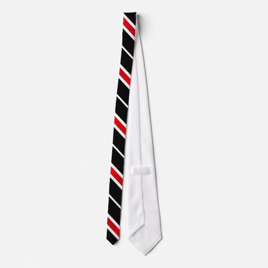 Simple Classic Red White and Black Diagonal Stripe ネクタイ (裏面)