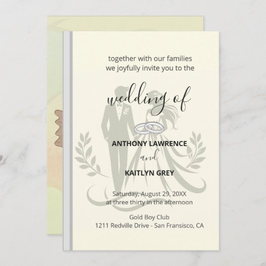 Simple Classic Wedding Invitation – Customizable 招待状 (正面/裏面)