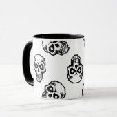 Simple Classic White Pixelated Skull Pattern マグカップ (正面左)