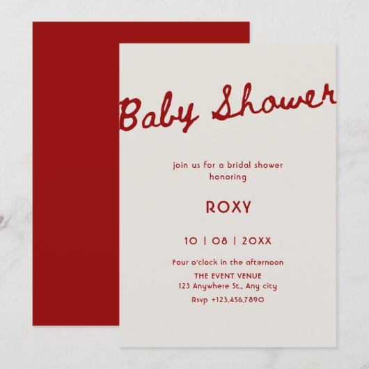 Simple classy baby shower 招待状 (正面/裏面)
