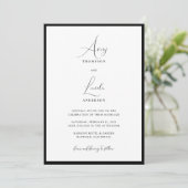 Simple Classy Black & White Border Wedding QR Code 招待状 (スタンド正面)