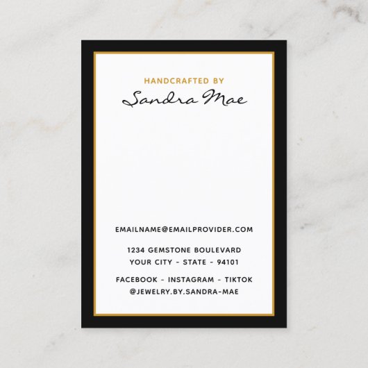 Simple Classy Earring Jewelry Display Card 名刺 (裏面)