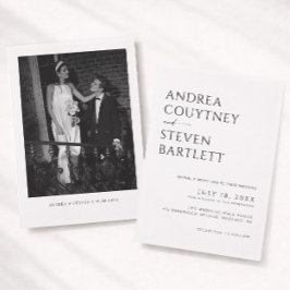 Simple Classy Photo Black and White Wedding 招待状