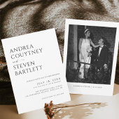 Simple Classy Photo Black and White Wedding 招待状