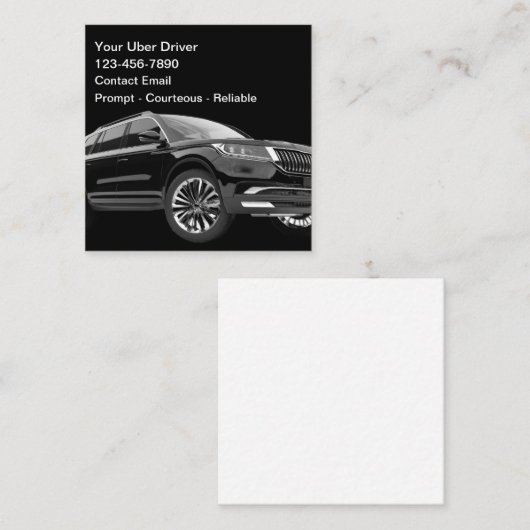 Simple Classy Uber Driver Taxi Business Cards スクエア名刺 (正面/裏面)