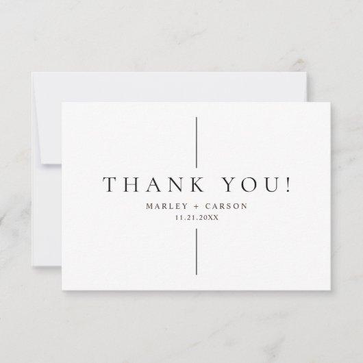 Simple Clean Black Line Modern Wedding サンキューカード (正面)