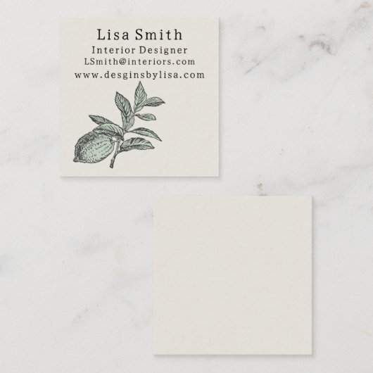 Simple Clean Lemon Business Card スクエア名刺 (正面/裏面)