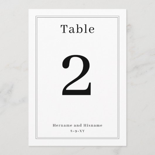 Simple Clean Minimalist Elegant Table Number Card 招待状 (裏面)