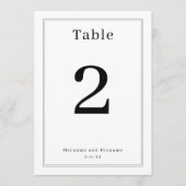 Simple Clean Minimalist Elegant Table Number Card 招待状 (正面)