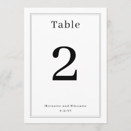 Simple Clean Minimalist Elegant Table Number Card 招待状