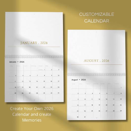 Simple Clean Typography Design カレンダー