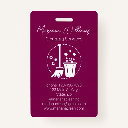  simple cleaning services logo black chic red バッジ (正面)