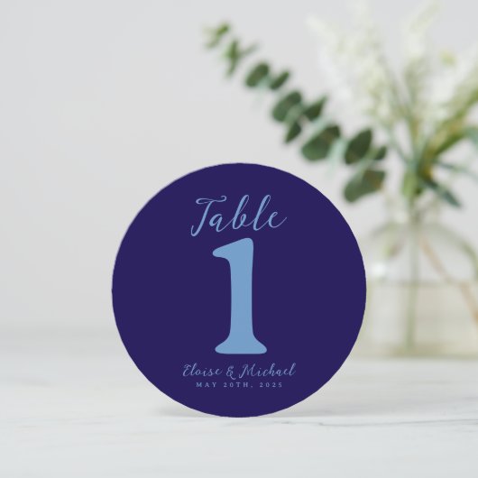 Simple Coastal Blue Wedding Table Number シーズンカード (スタンド正面)
