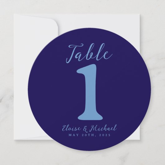 Simple Coastal Blue Wedding Table Number シーズンカード (正面)