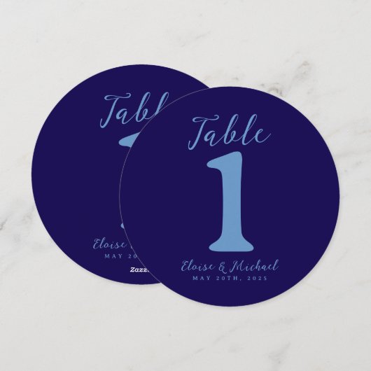 Simple Coastal Blue Wedding Table Number シーズンカード (正面/裏面)
