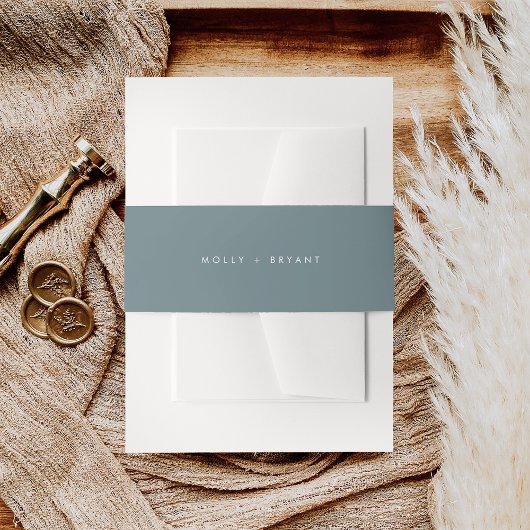 Simple Coastal Dusty Blue Wedding 招待状ベリーバンド