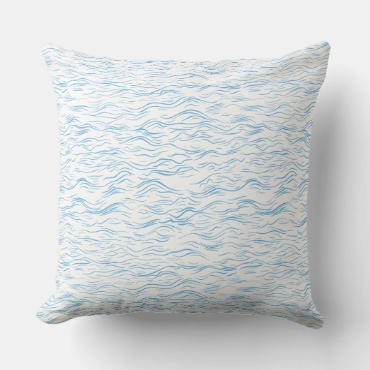 Simple Coastal Sea Waves Decorative Cushion クッション (正面)