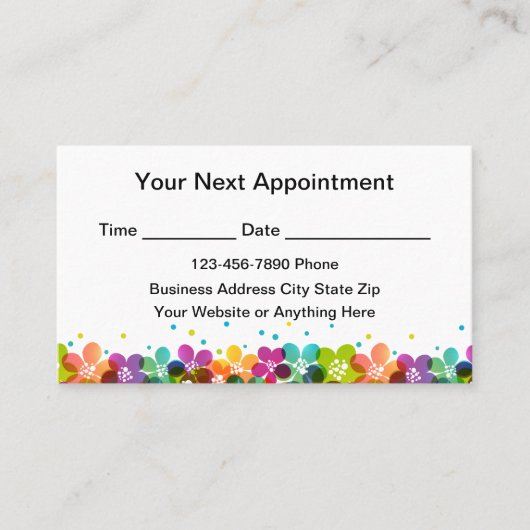 Simple Colorful Appointment Reminder Business Card 予約カード (正面)