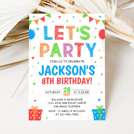 Simple Colorful Birthday Party Invitation 招待状