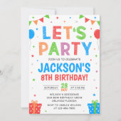 Simple Colorful Birthday Party Invitation 招待状 (正面)