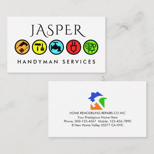 Simple Colorful Handyman Icons 名刺 (正面/裏面)