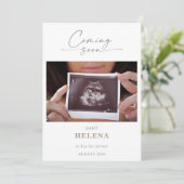 Simple Coming Soon Pregnancy Announcement Card 招待状 (スタンド正面)
